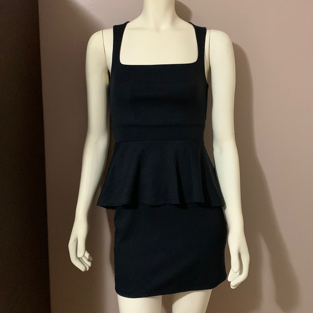 Casual Couture Black Sleeveless Dress Peplum XS